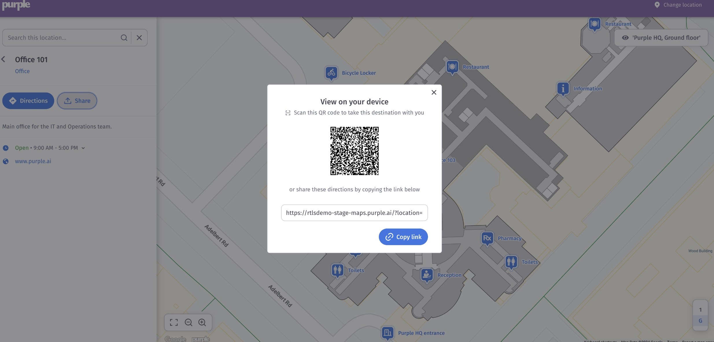 QR code share wayfinding