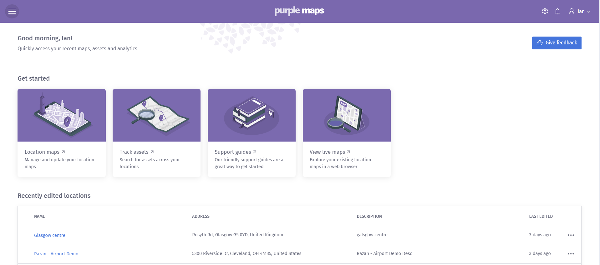 RTLS landing page