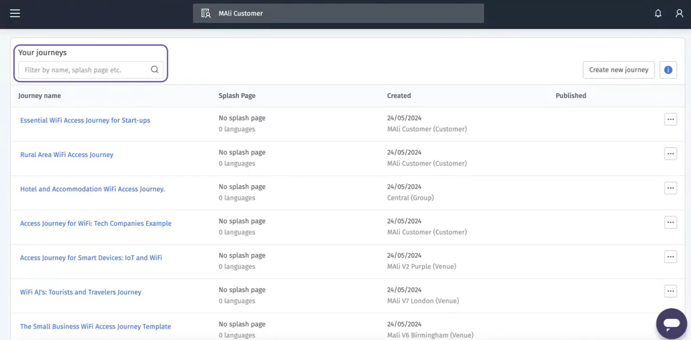 Search and filter box