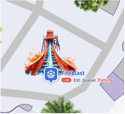 Real-time wait times on map